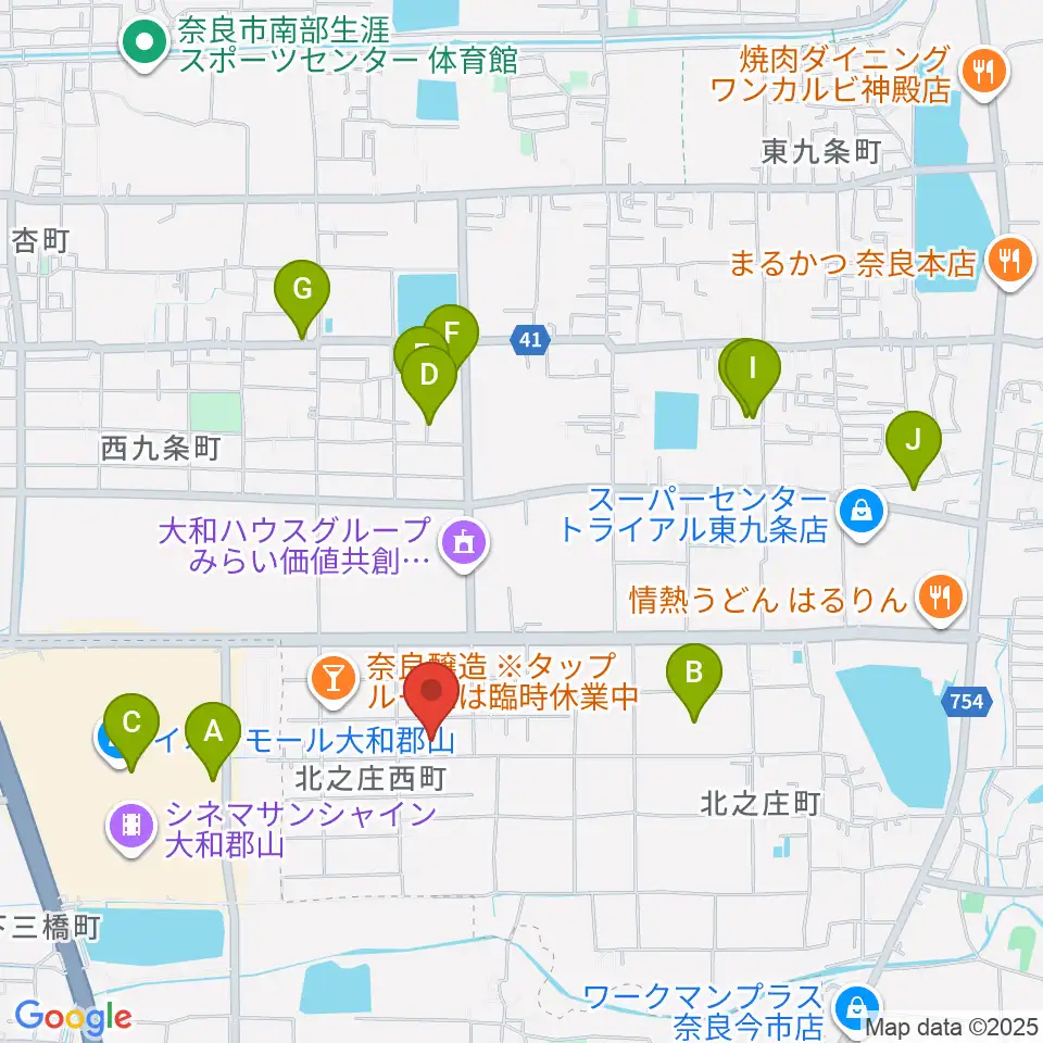 ジュエル奈良店周辺の駐車場・コインパーキング一覧地図