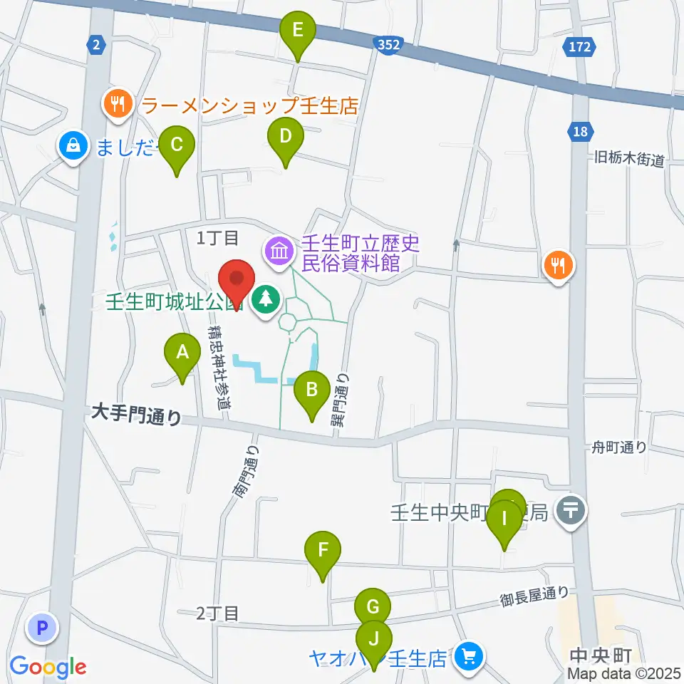 城址公園ホール 壬生中央公民館周辺の駐車場・コインパーキング一覧地図