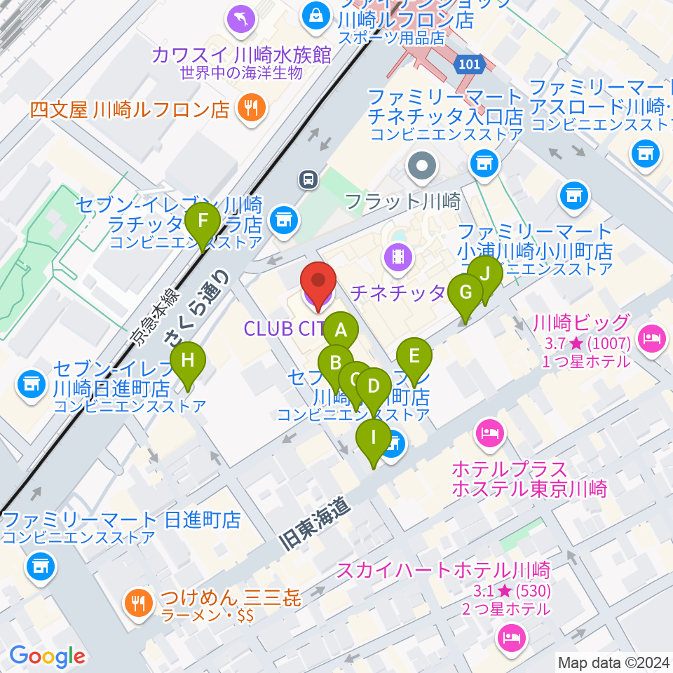 クラブチッタ周辺の駐車場・コインパーキング一覧地図