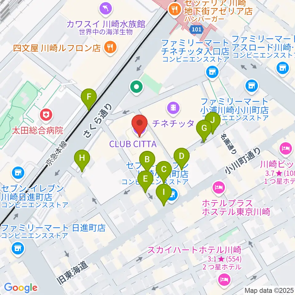クラブチッタ周辺の駐車場・コインパーキング一覧地図