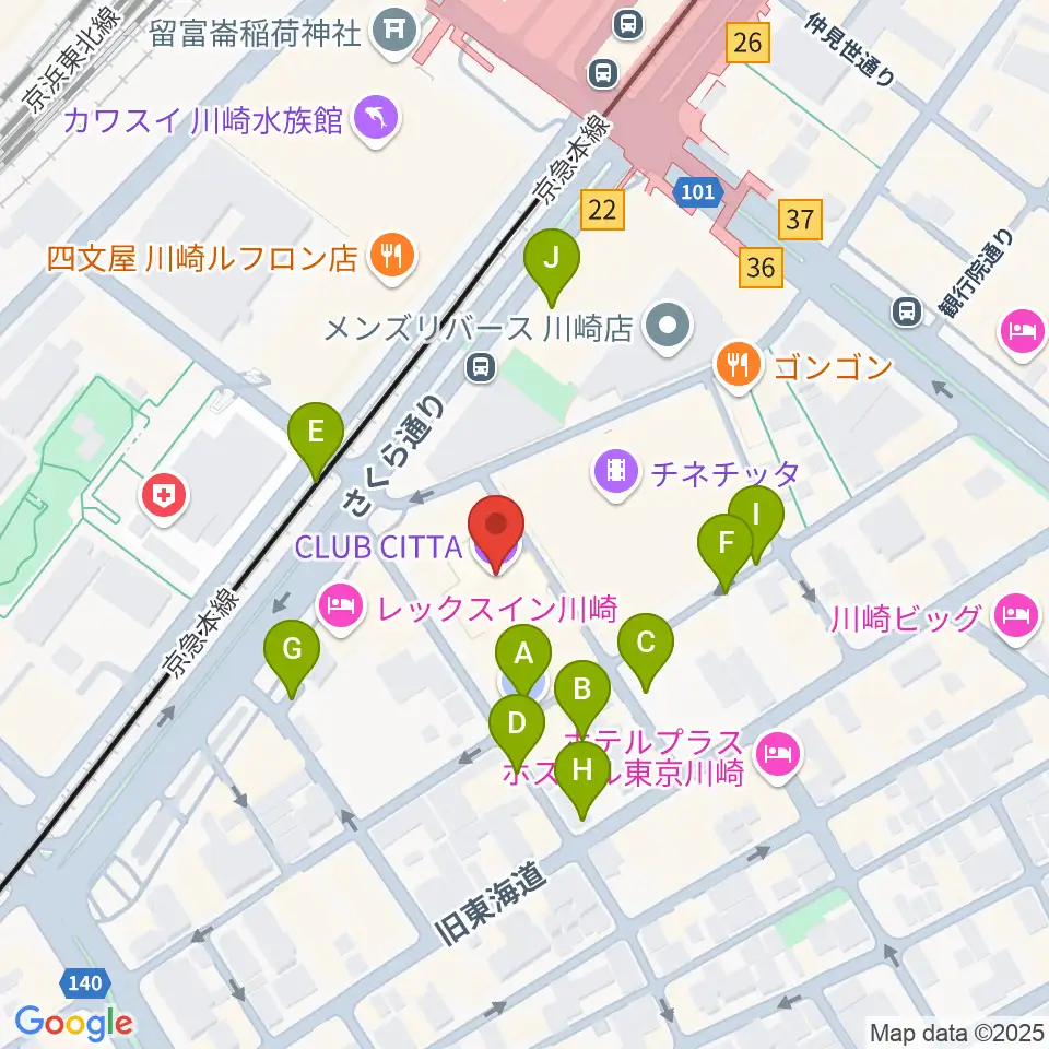 クラブチッタ周辺の駐車場・コインパーキング一覧地図