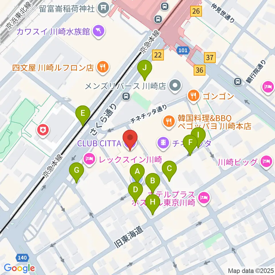クラブチッタ周辺の駐車場・コインパーキング一覧地図