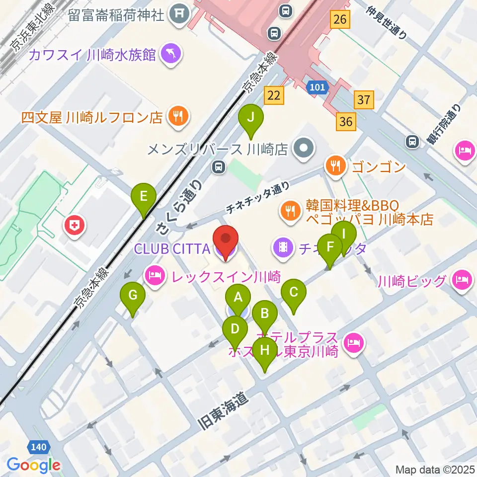 クラブチッタ周辺の駐車場・コインパーキング一覧地図