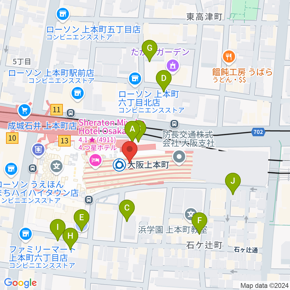 小阪楽器 上本町近鉄店周辺の駐車場・コインパーキング一覧地図