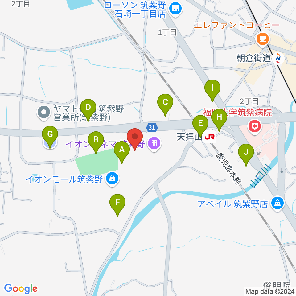 島村楽器 イオンモール筑紫野店周辺の駐車場・コインパーキング一覧地図