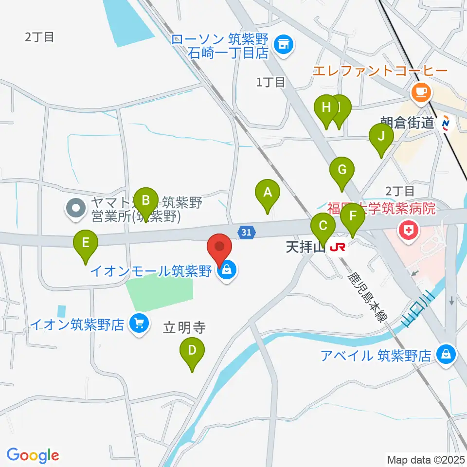 島村楽器 イオンモール筑紫野店周辺の駐車場・コインパーキング一覧地図