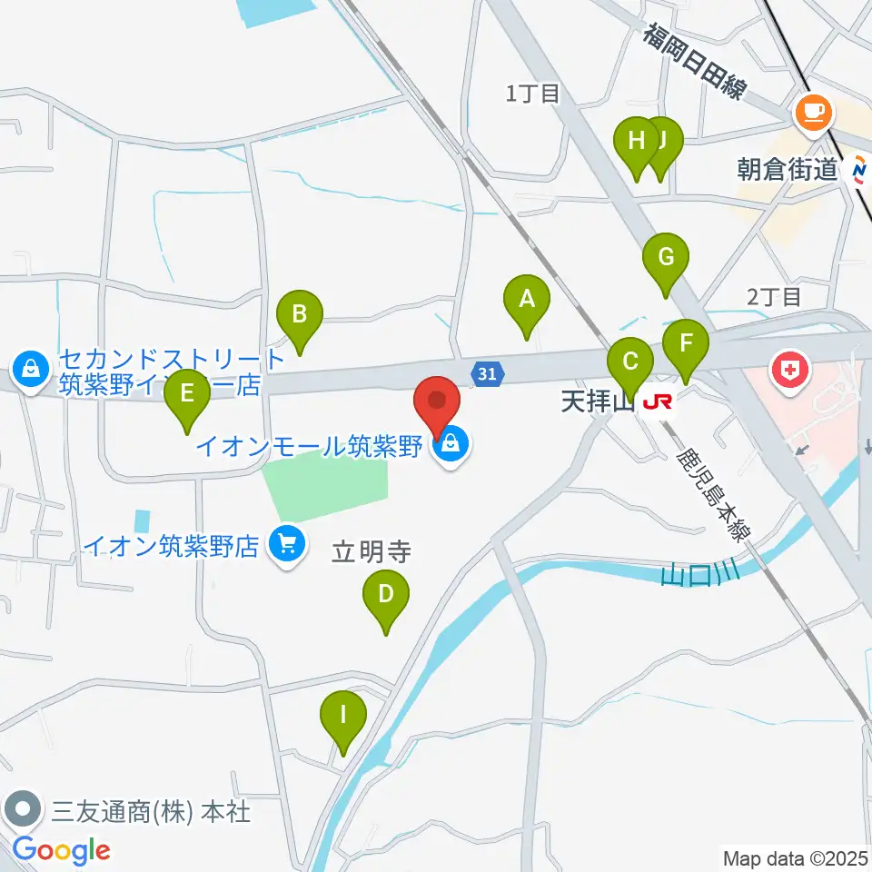 島村楽器 イオンモール筑紫野店周辺の駐車場・コインパーキング一覧地図