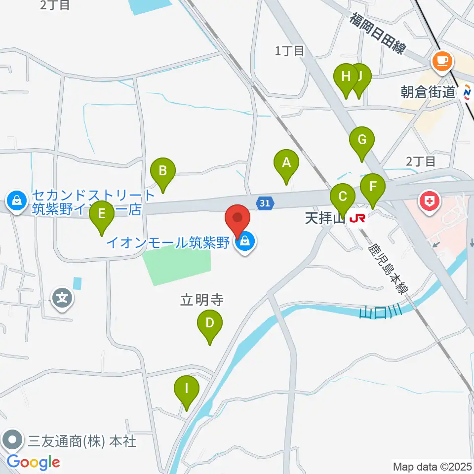 島村楽器 イオンモール筑紫野店周辺の駐車場・コインパーキング一覧地図