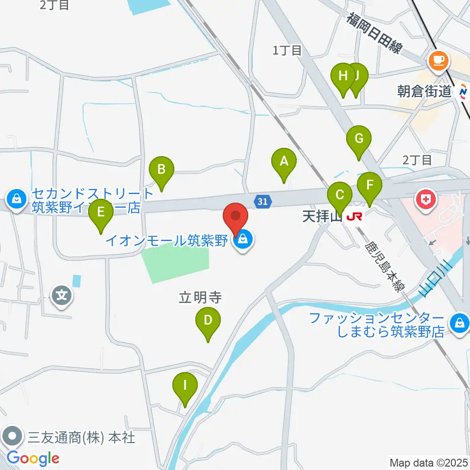 島村楽器 イオンモール筑紫野店周辺の駐車場・コインパーキング一覧地図