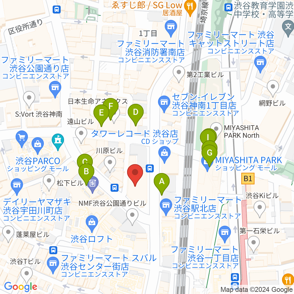 HMV&BOOKS SHIBUYA周辺の駐車場・コインパーキング一覧地図