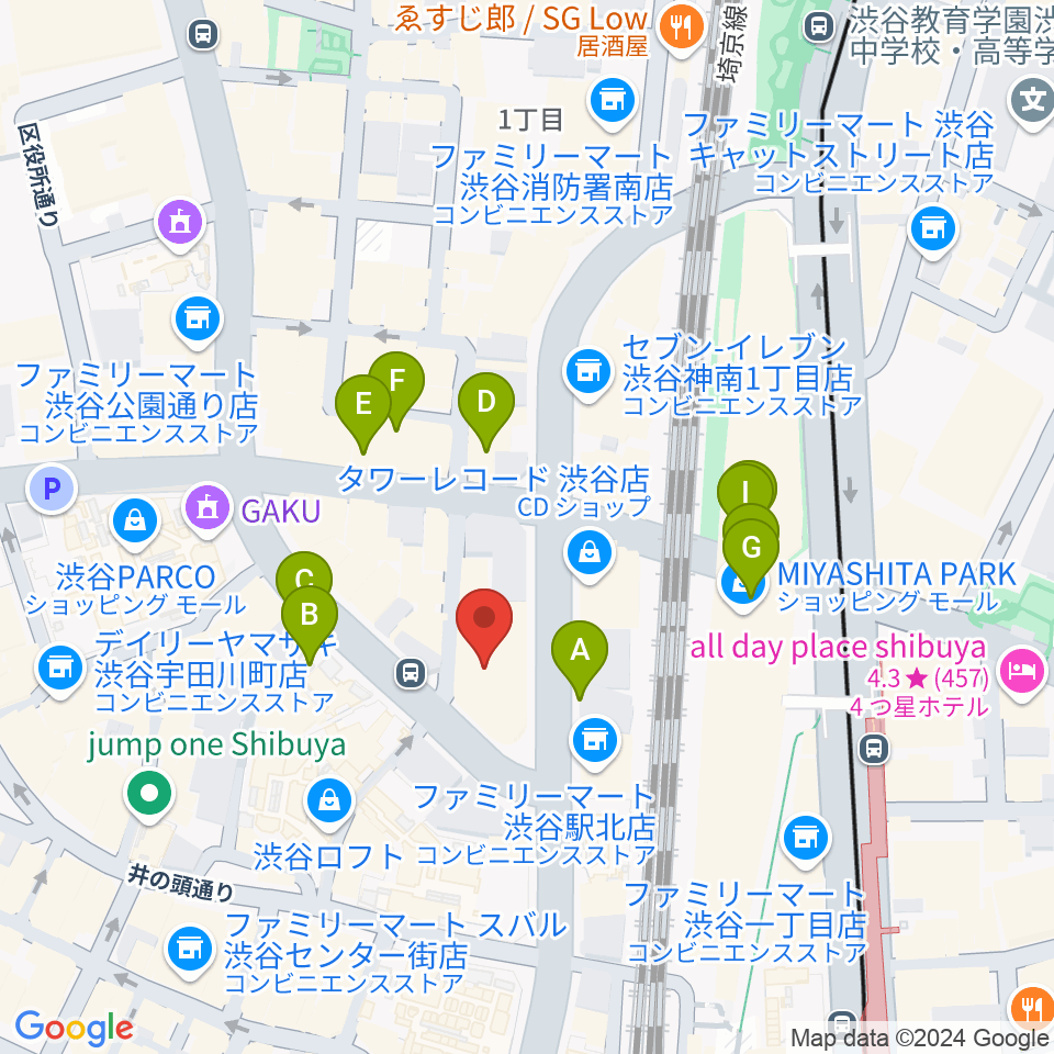 HMV&BOOKS SHIBUYA周辺の駐車場・コインパーキング一覧地図