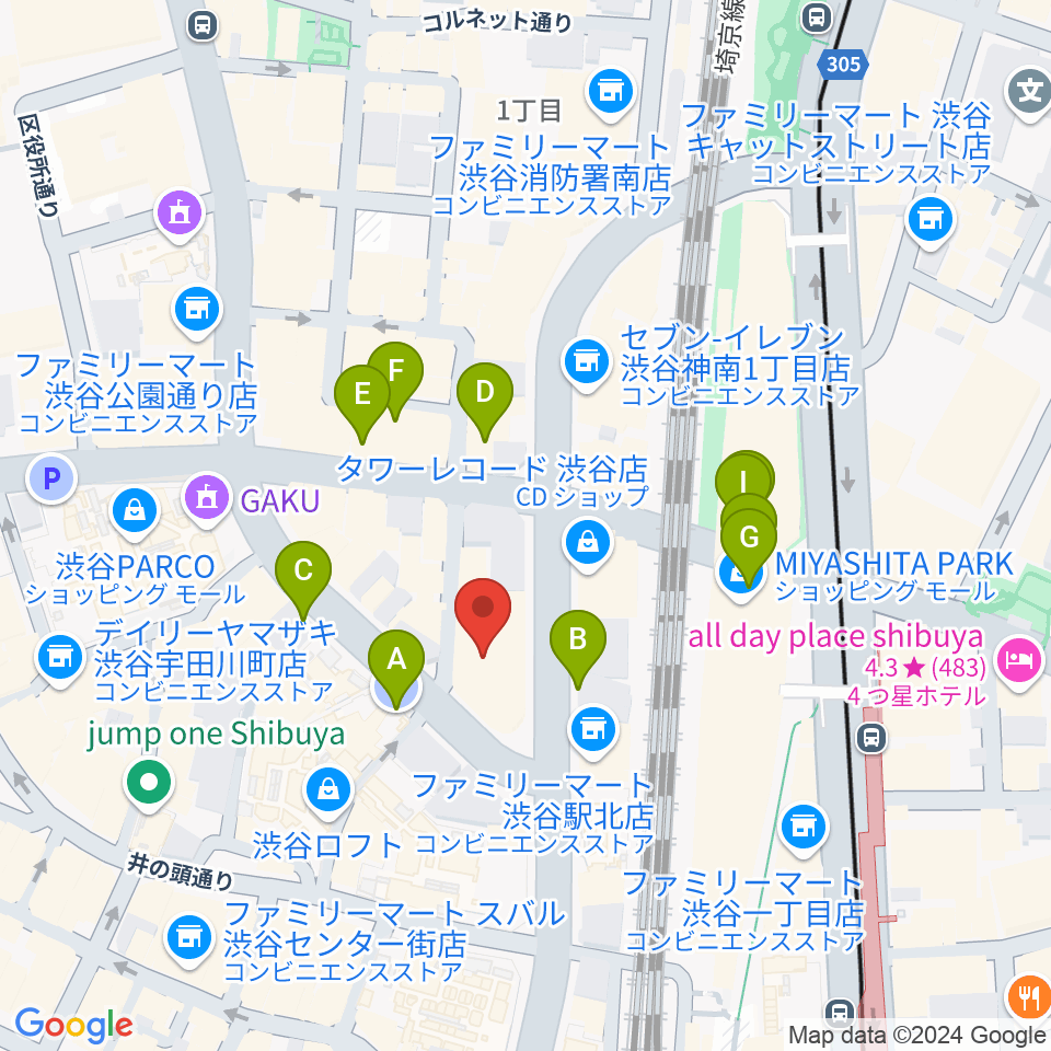 HMV&BOOKS SHIBUYA周辺の駐車場・コインパーキング一覧地図