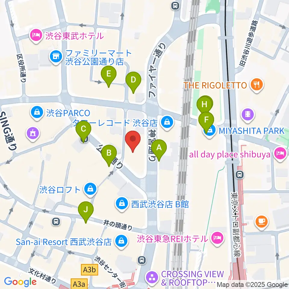 HMV&BOOKS SHIBUYA周辺の駐車場・コインパーキング一覧地図