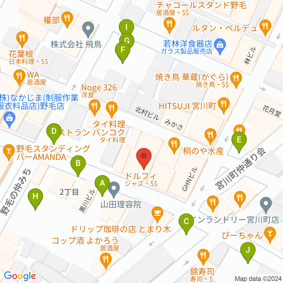 Jazz Spot DOLPHY周辺の駐車場・コインパーキング一覧地図