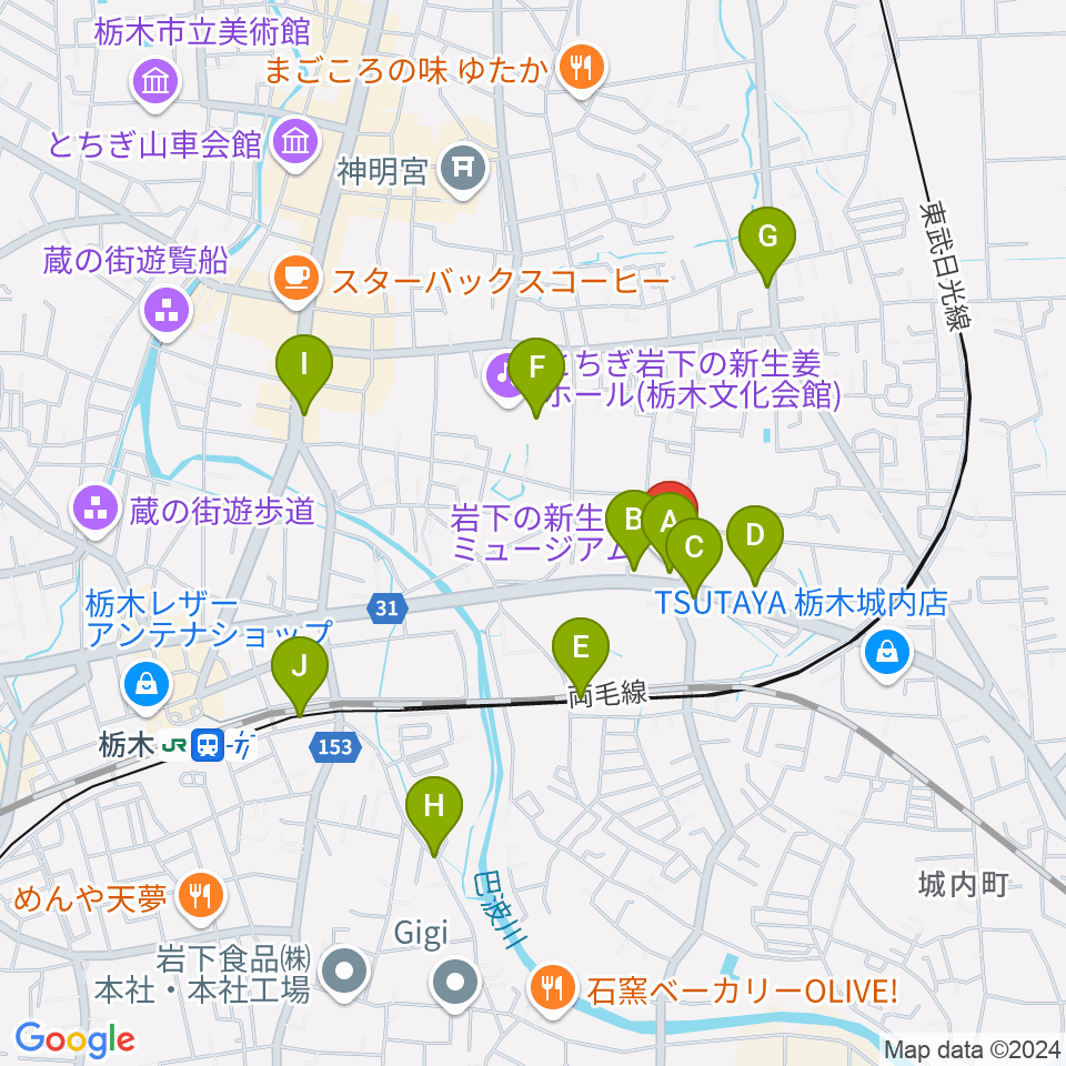 岩下の新生姜ミュージアム周辺の駐車場・コインパーキング一覧地図