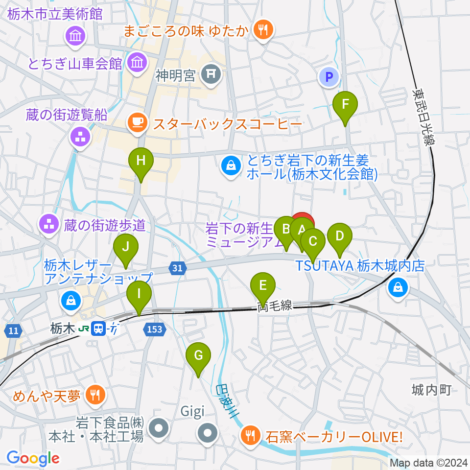 岩下の新生姜ミュージアム周辺の駐車場・コインパーキング一覧地図