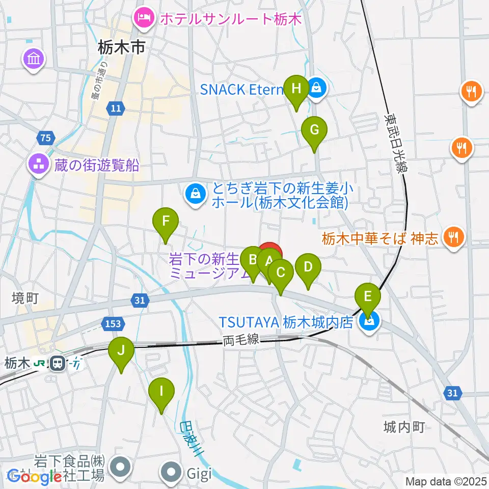 岩下の新生姜ミュージアム周辺の駐車場・コインパーキング一覧地図