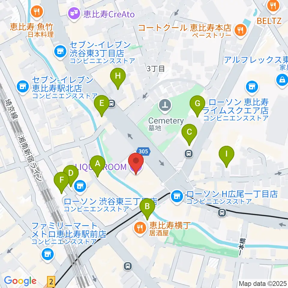 恵比寿リキッドルーム周辺の駐車場・コインパーキング一覧地図