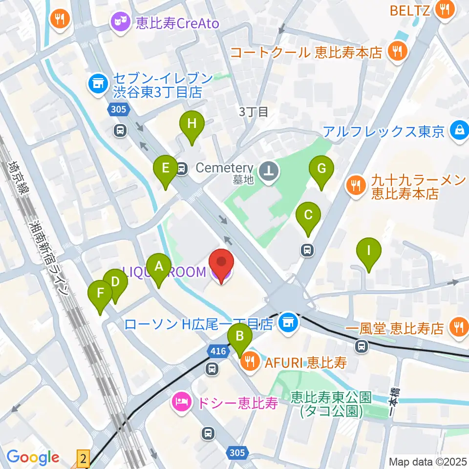 恵比寿リキッドルーム周辺の駐車場・コインパーキング一覧地図