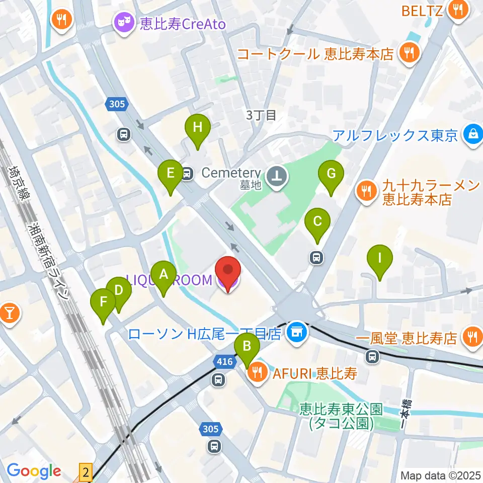 恵比寿リキッドルーム周辺の駐車場・コインパーキング一覧地図
