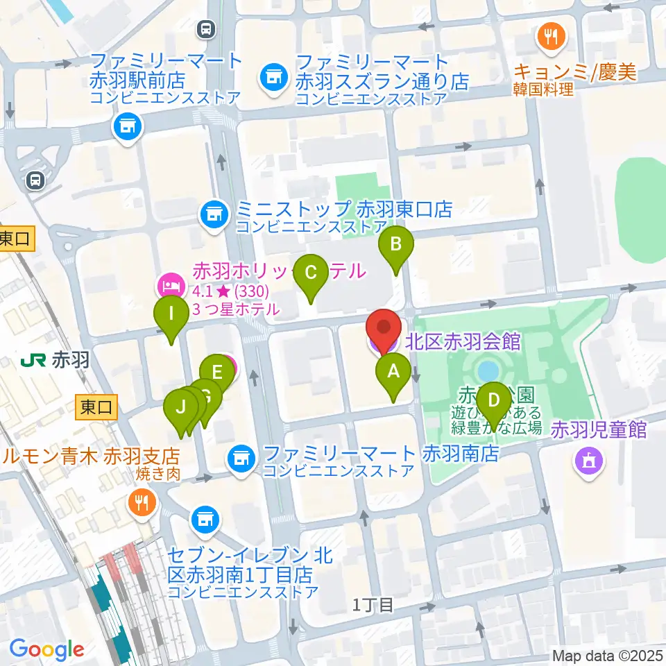 赤羽会館周辺の駐車場・コインパーキング一覧地図