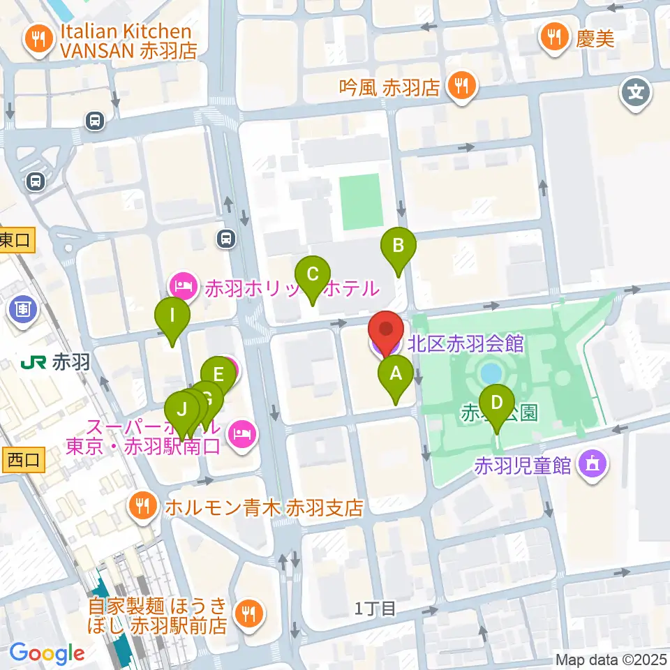 赤羽会館周辺の駐車場・コインパーキング一覧地図