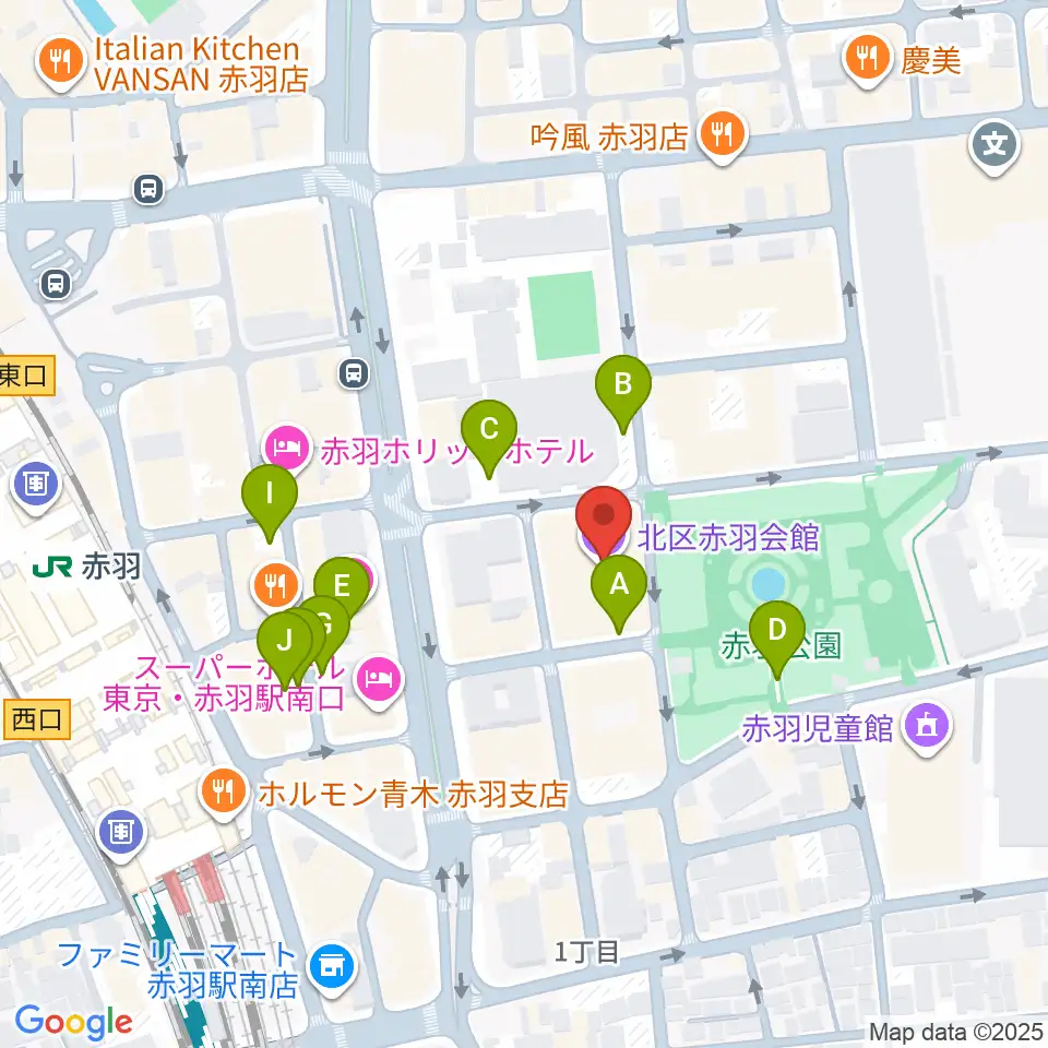 赤羽会館周辺の駐車場・コインパーキング一覧地図