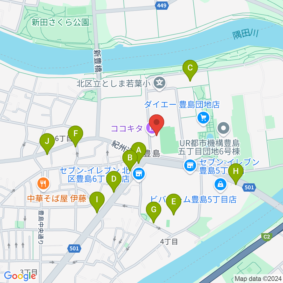 ココキタ周辺の駐車場・コインパーキング一覧地図