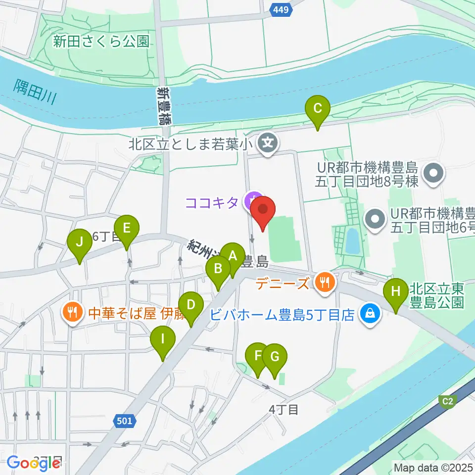ココキタ周辺の駐車場・コインパーキング一覧地図