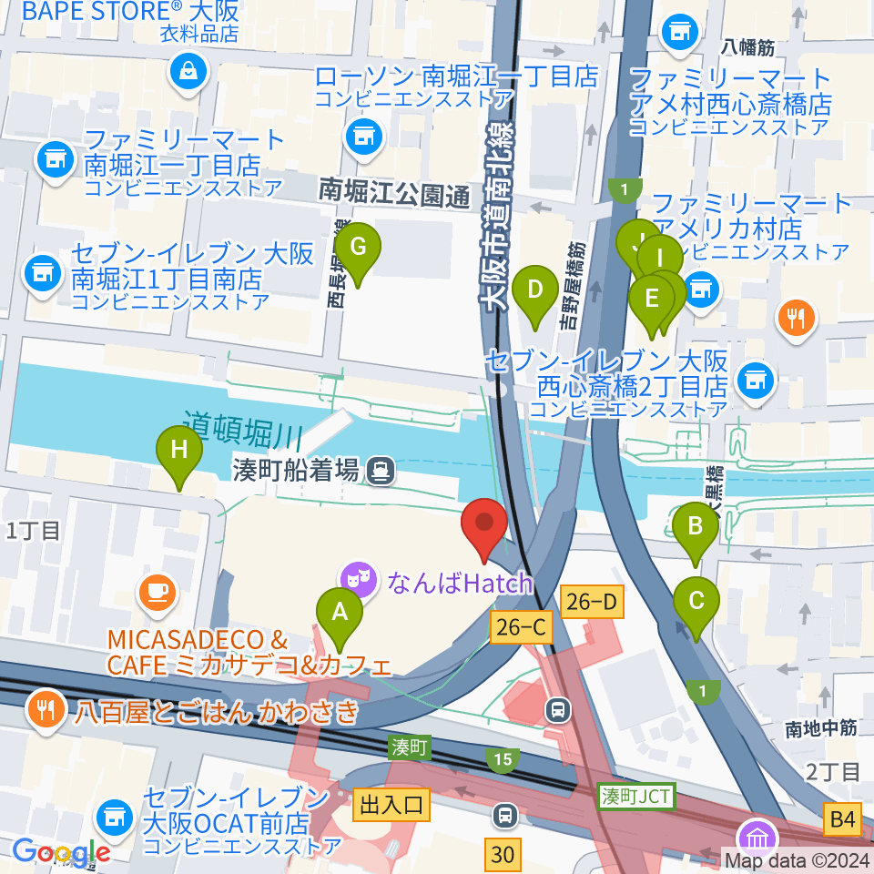 難波S.O.Ra.周辺の駐車場・コインパーキング一覧地図