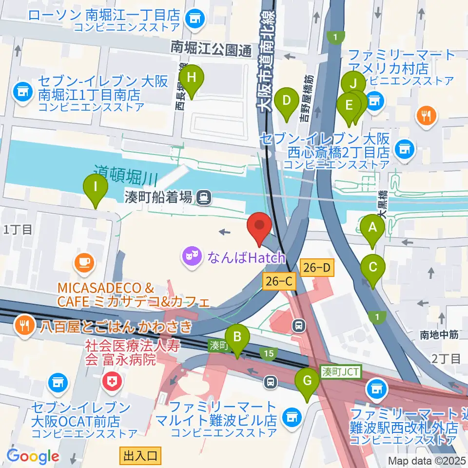 難波S.O.Ra.周辺の駐車場・コインパーキング一覧地図
