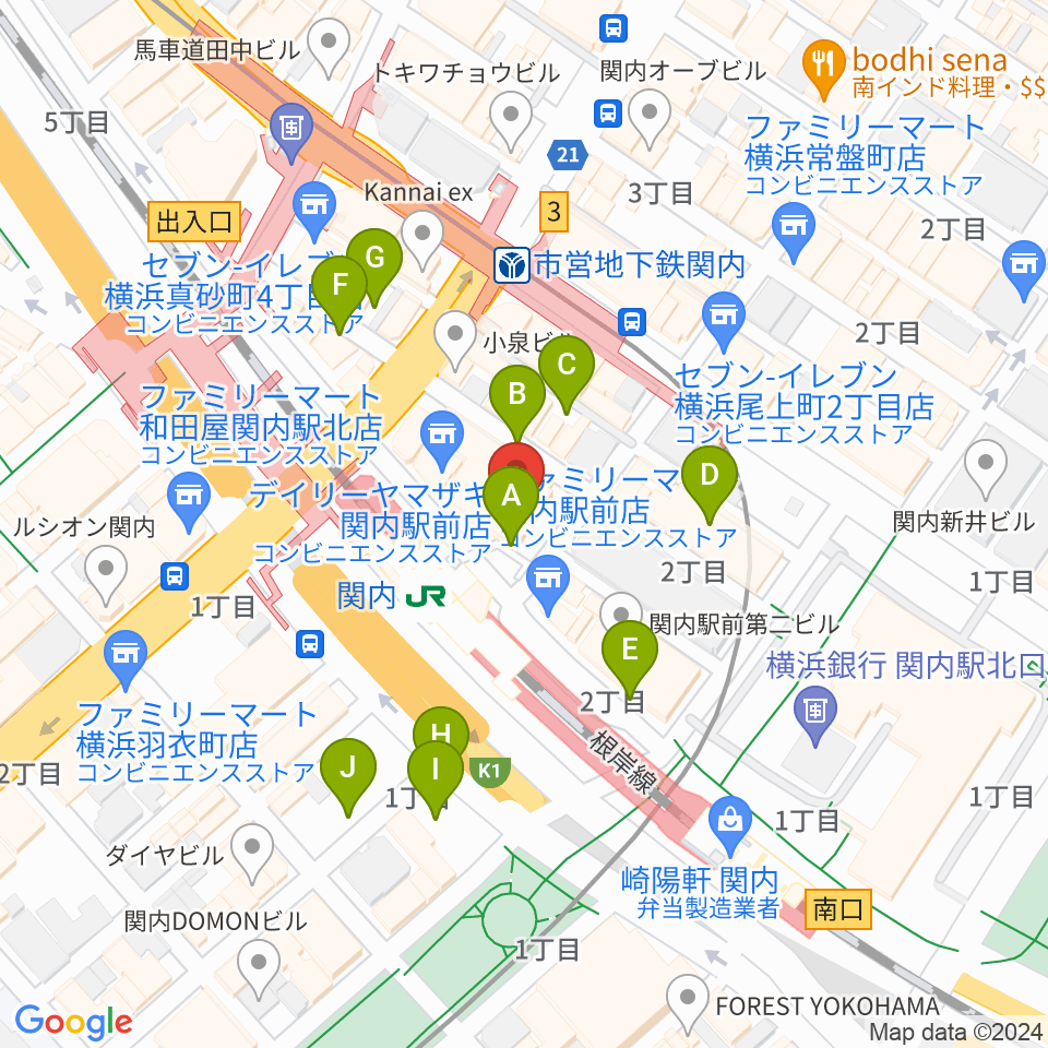 横浜B.B.STREET周辺の駐車場・コインパーキング一覧地図