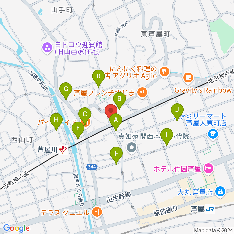 芦屋サロン・クラシック周辺の駐車場・コインパーキング一覧地図