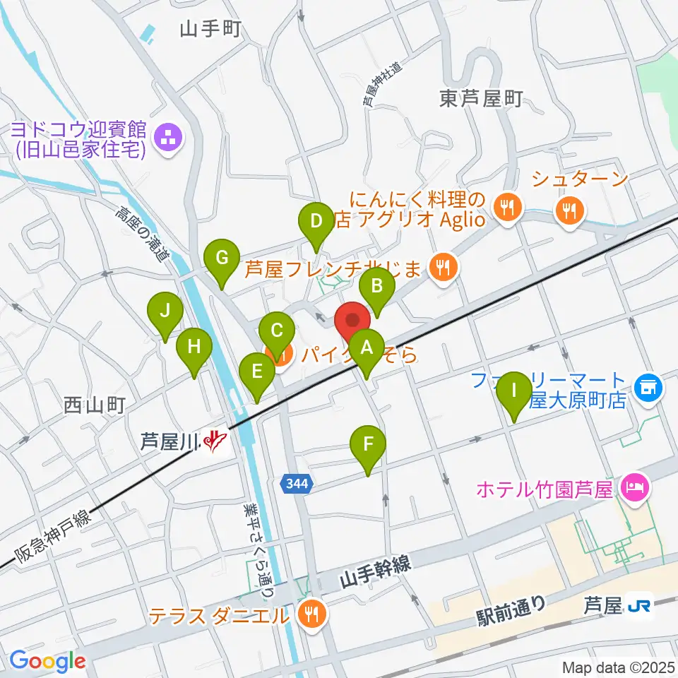 芦屋サロン・クラシック周辺の駐車場・コインパーキング一覧地図