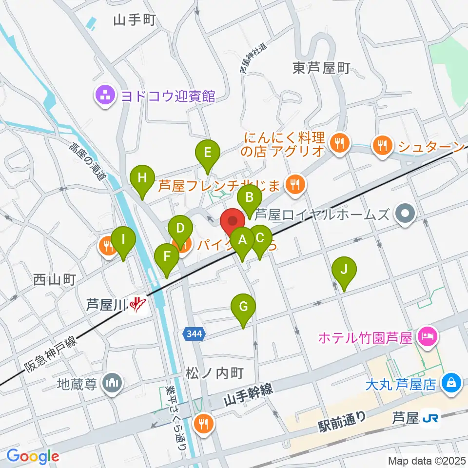 芦屋サロン・クラシック周辺の駐車場・コインパーキング一覧地図