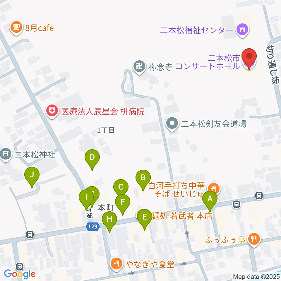 二本松市コンサートホール周辺の駐車場・コインパーキング一覧地図