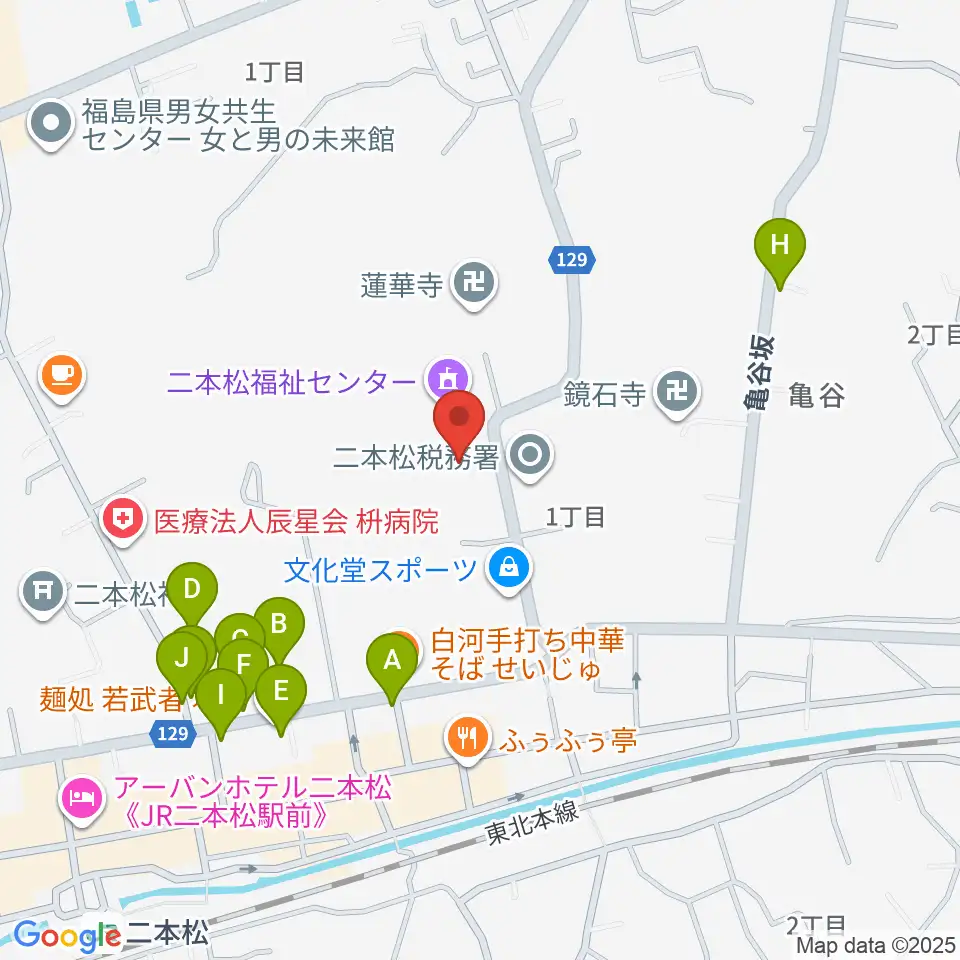 二本松市コンサートホール周辺の駐車場・コインパーキング一覧地図