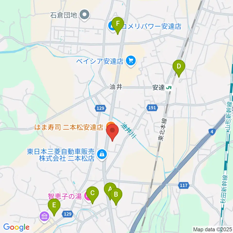 二本松市安達文化ホール周辺の駐車場・コインパーキング一覧地図
