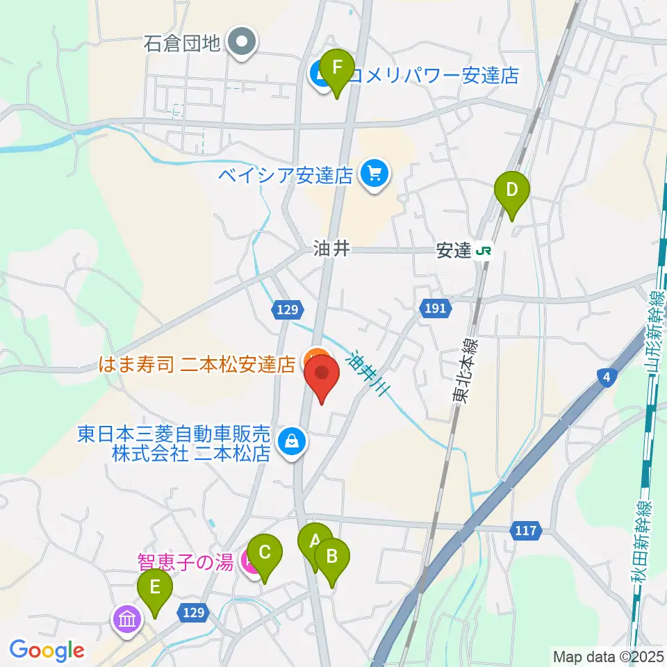 二本松市安達文化ホール周辺の駐車場・コインパーキング一覧地図