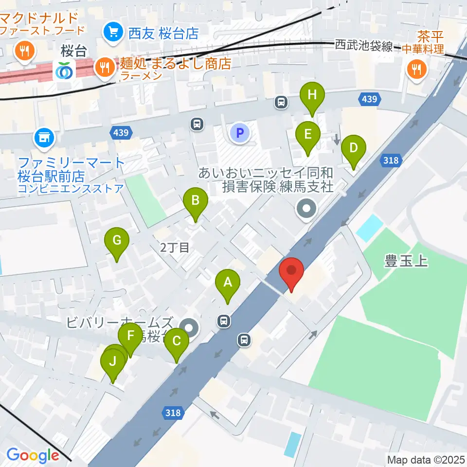 トーン音楽教室 練馬桜台校周辺の駐車場・コインパーキング一覧地図