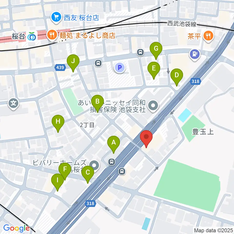 トーン音楽教室 練馬桜台校周辺の駐車場・コインパーキング一覧地図