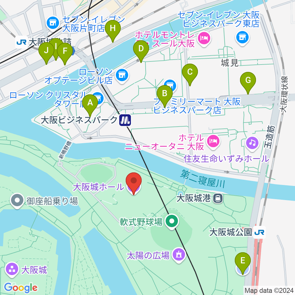 大阪城ホール周辺の駐車場・コインパーキング一覧地図