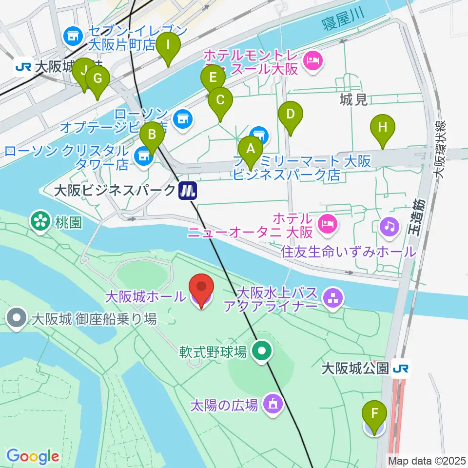 大阪城ホール周辺の駐車場・コインパーキング一覧地図