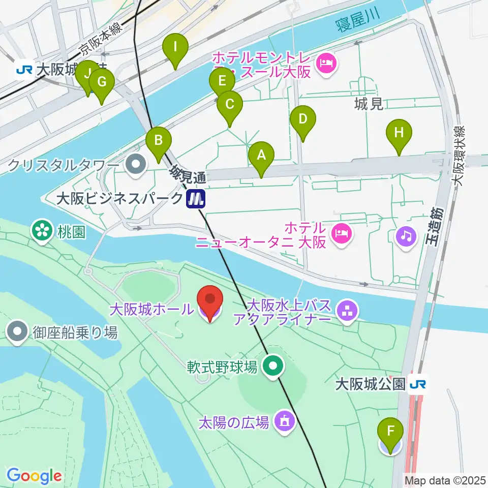 大阪城ホール周辺の駐車場・コインパーキング一覧地図