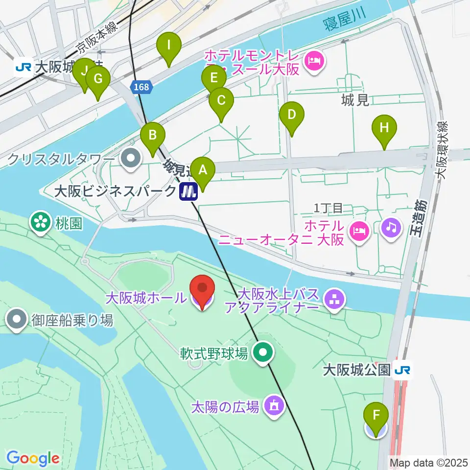 大阪城ホール周辺の駐車場・コインパーキング一覧地図