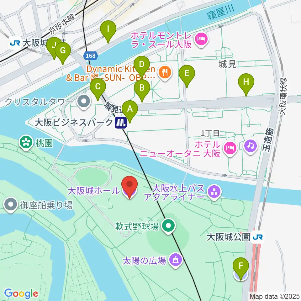 大阪城ホール周辺の駐車場・コインパーキング一覧地図