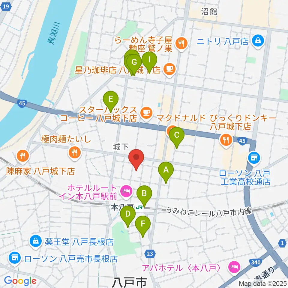 デーリー東北ホール周辺の駐車場・コインパーキング一覧地図