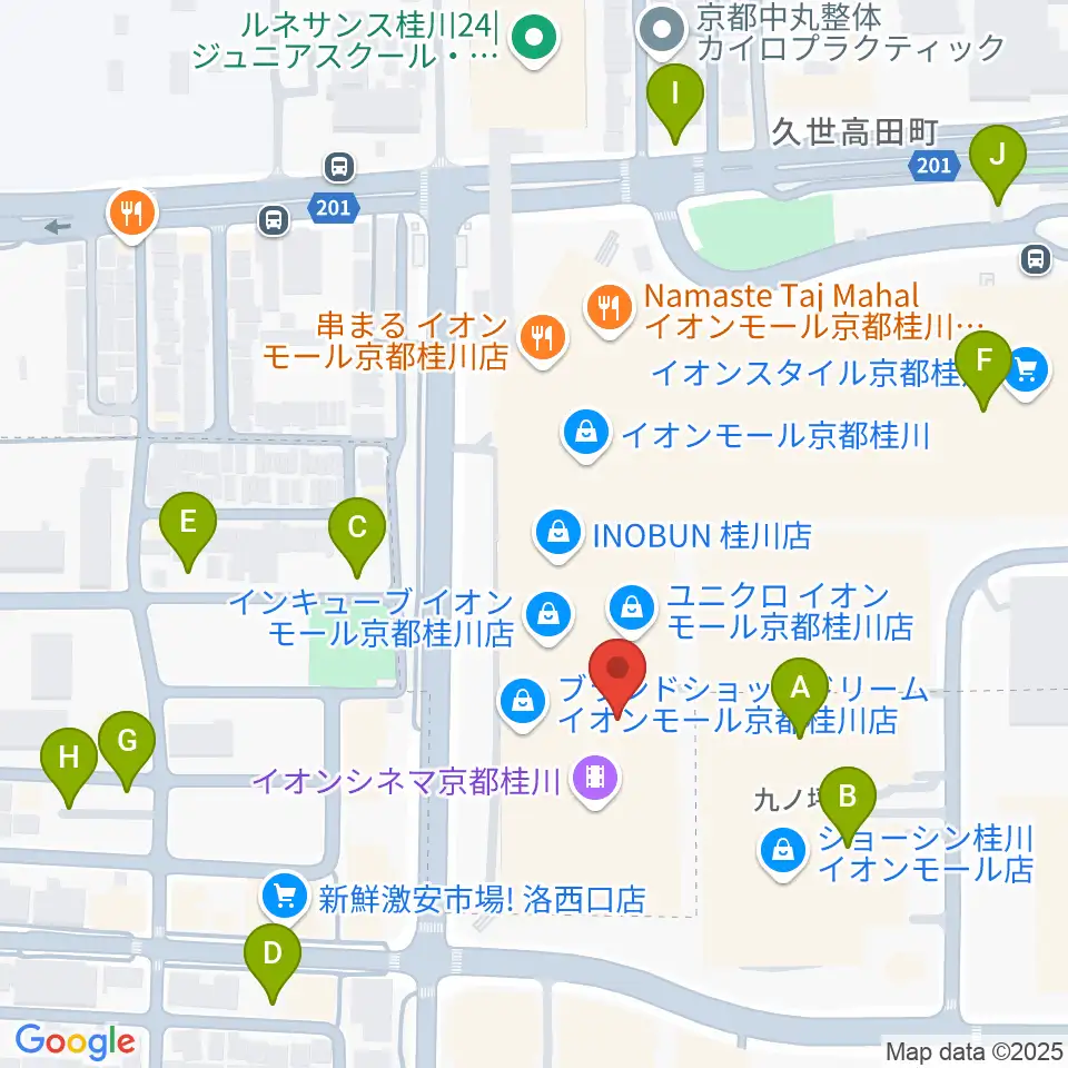 島村楽器イオンモール京都桂川店周辺の駐車場・コインパーキング一覧地図