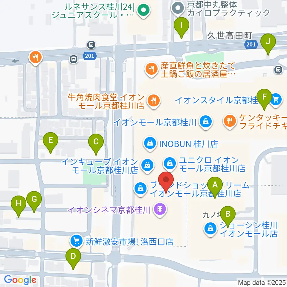 島村楽器イオンモール京都桂川店周辺の駐車場・コインパーキング一覧地図