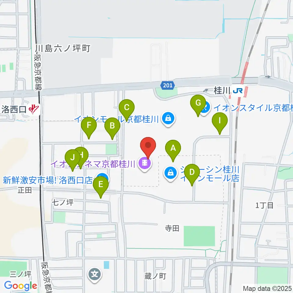 島村楽器イオンモール京都桂川店周辺の駐車場・コインパーキング一覧地図